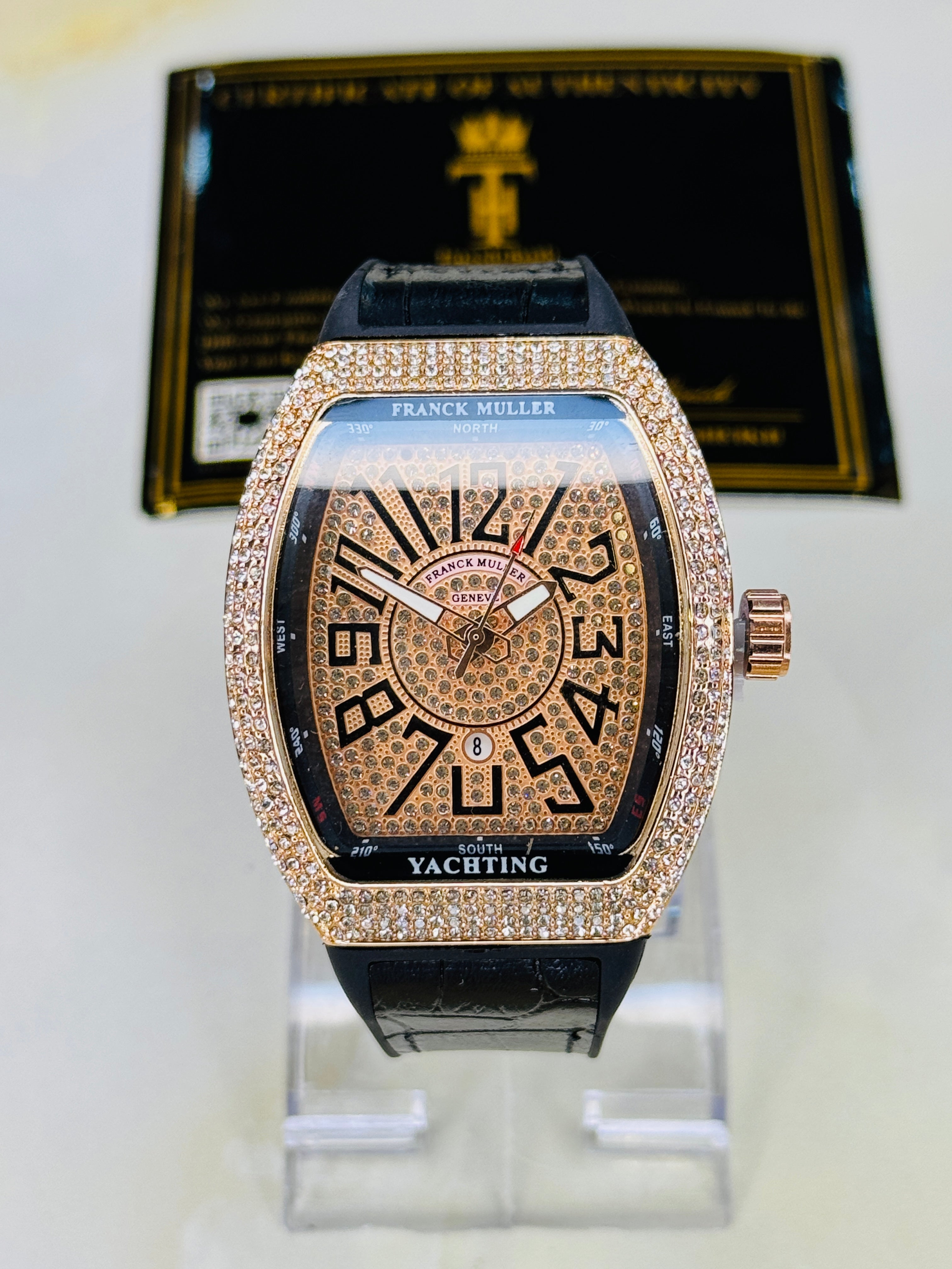 Numeral Black Rose Gold Iced Frank Muller Watch