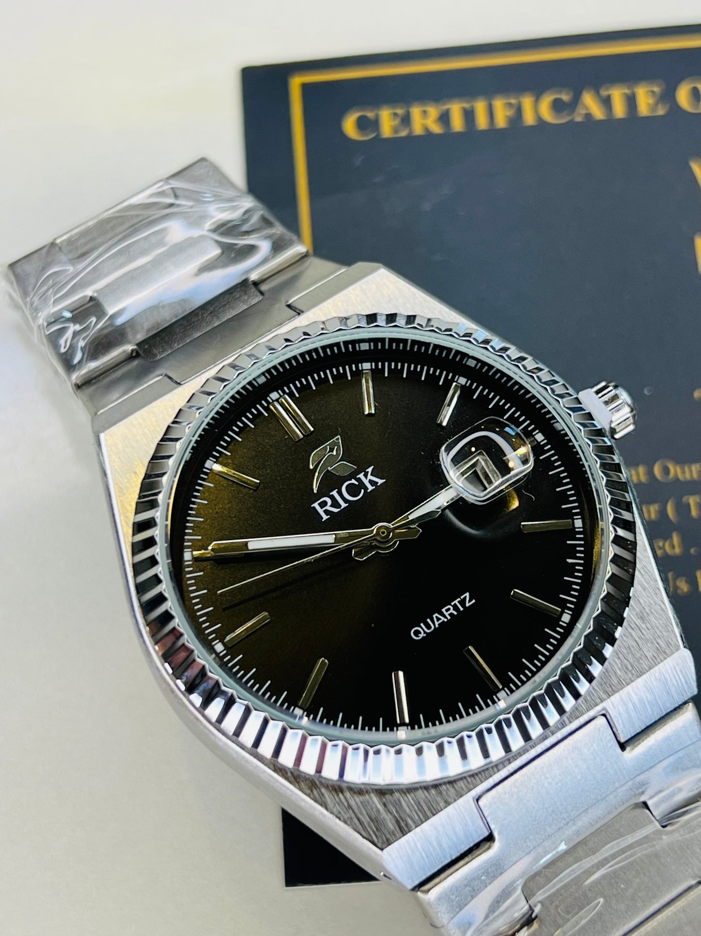Rick PRX Fluted Silver Black Plain Dial Watch