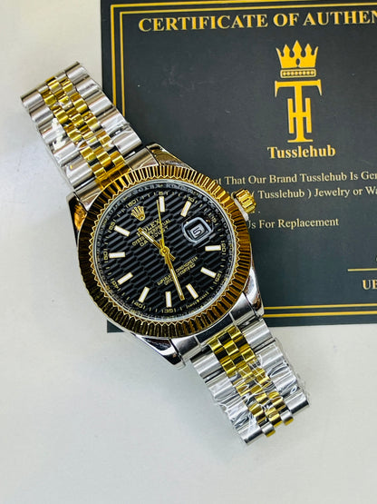 Premium Two Tone Black Date Just Watch