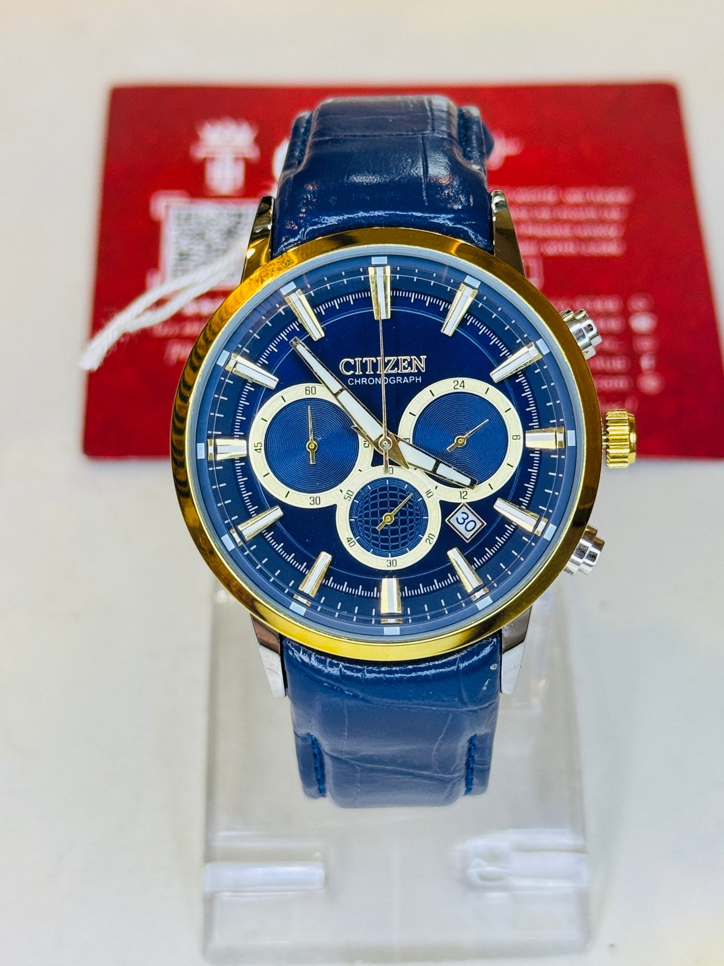 Citizen Globe Blue Gold Chronograph Watch