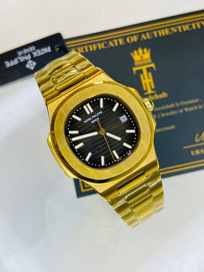Gold Black Automatic Nautilus Super Clone Watch