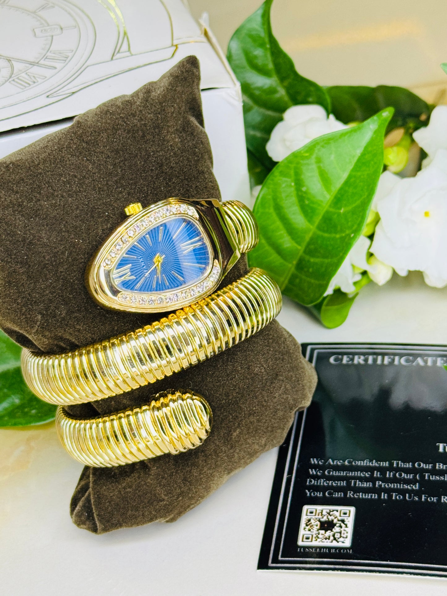 Gold Sapphire Serpentine Watch For Her