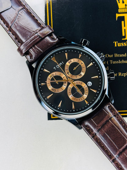 Tomi S6A Coffee Black Gift Set Watch