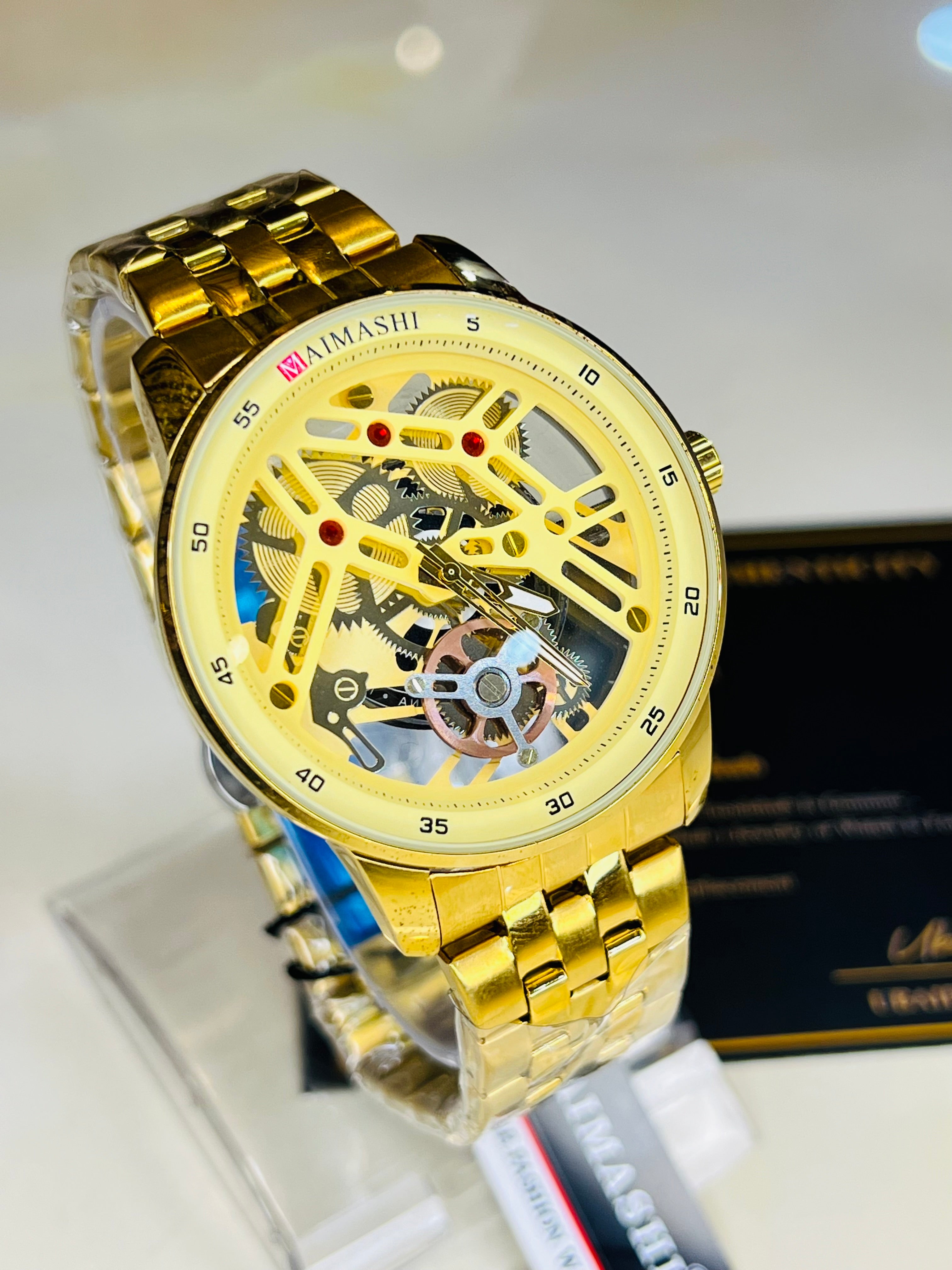 Maimashi All Gold Skeleton Watch