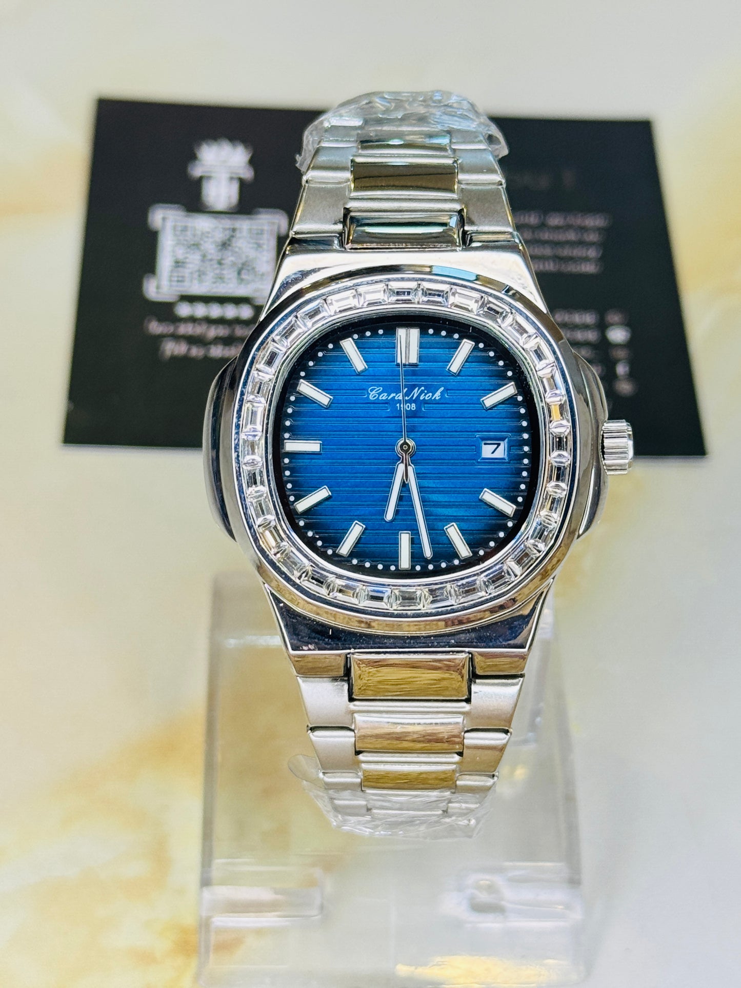 Card Nick Nautilus Silver Ocean Gem Stone Watch