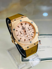 Brown Rose Gold Chronograph Dial Hubl*t Watch