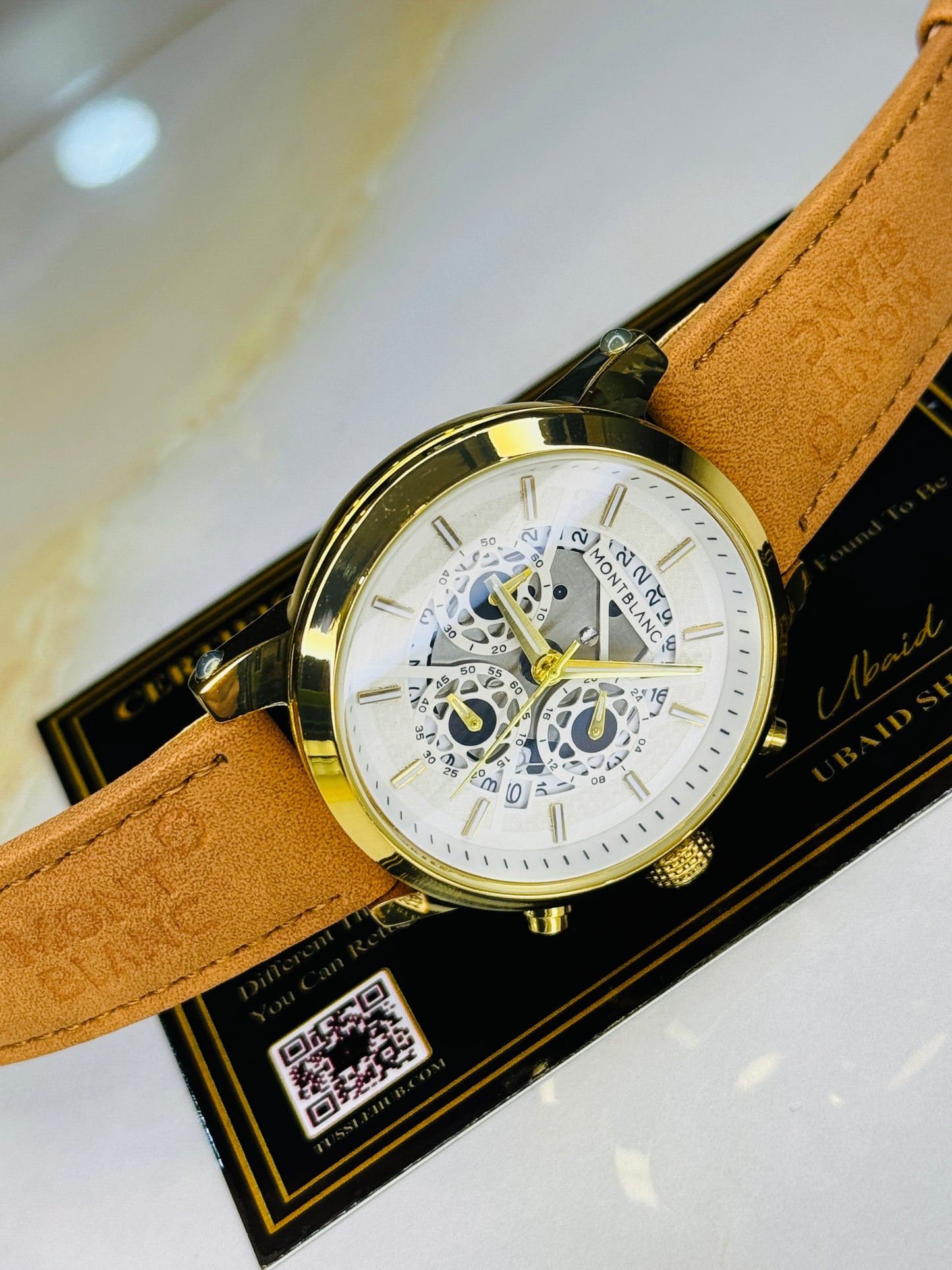 MontBlanc Brown Gold Skeleton Chronograph Watch