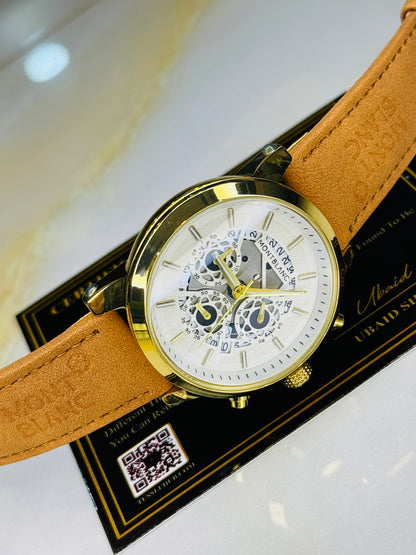 MontBlanc Brown Gold Skeleton Chronograph Watch