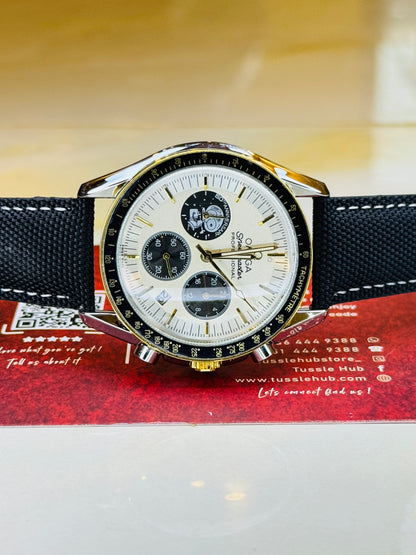 Omega 50th Anniversary Black White Chronograph Watch
