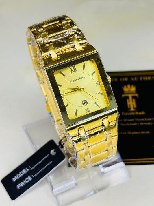 Cristiano Aillen All Gold Square Watch