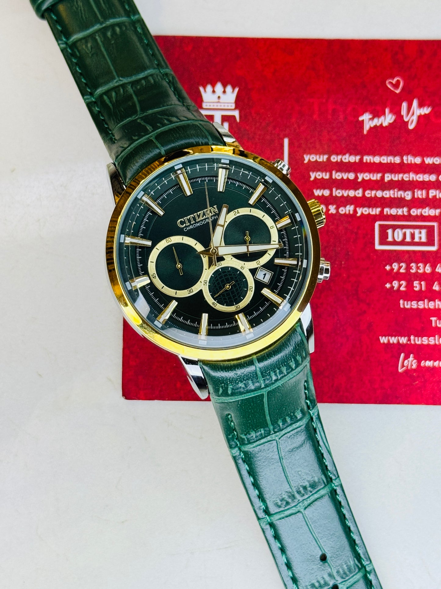 Citizen Globe Forest Green Chronograph Watch