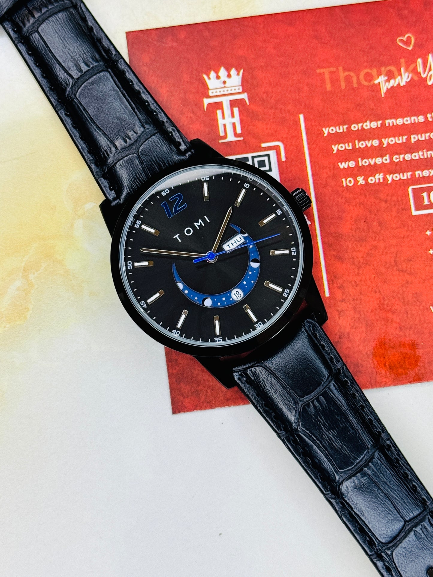 All Black Tomi Crescent Watch