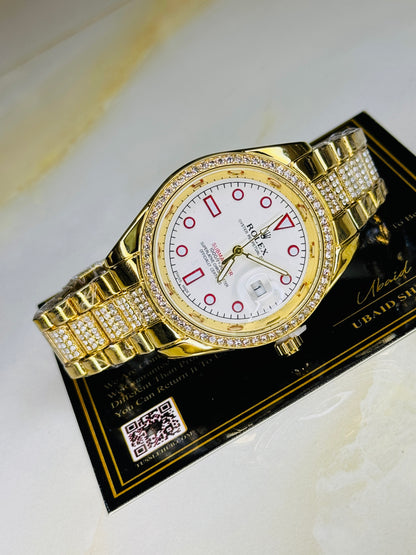 Gold White Iced Date just Watch