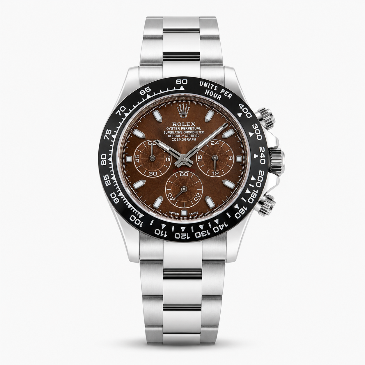 Silver Chocolate Daytona Chronograph Chain Strap Master Clone Watch