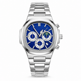 Silver Blue Nautilus Chronograph Watch