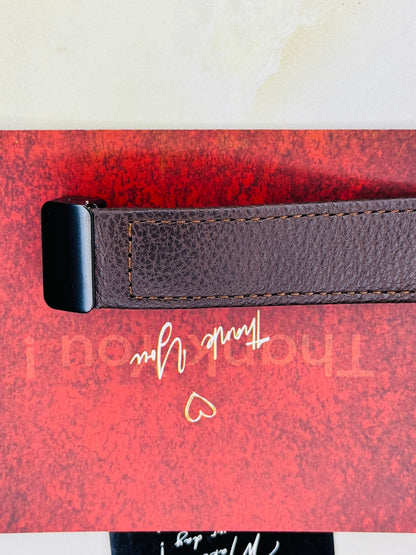 Tomi Coffee Grey Leather Magnetic Strap Watch