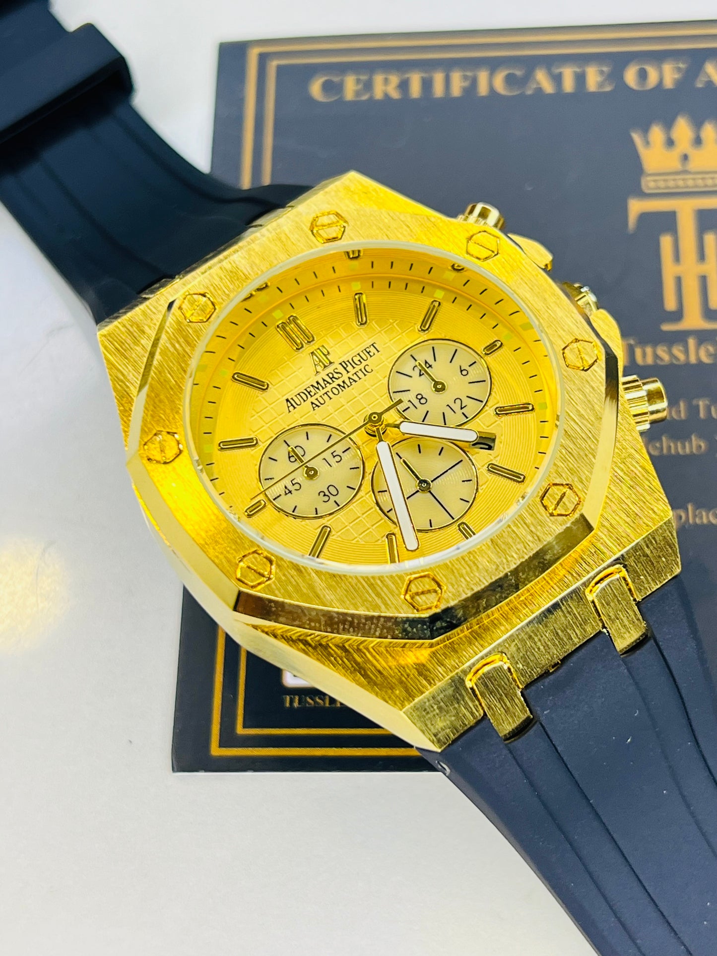 Black Gold Silicon Strap AP Watch