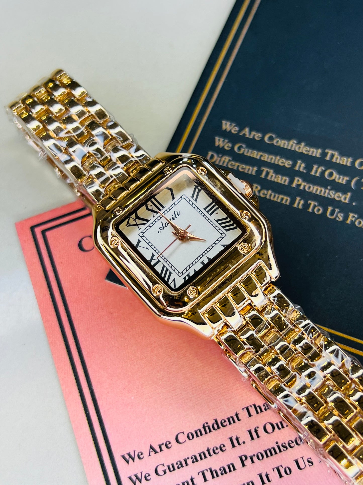 Rosegold White Santos Watch For Her