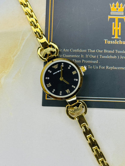 Emporio Gold Black Watch for her