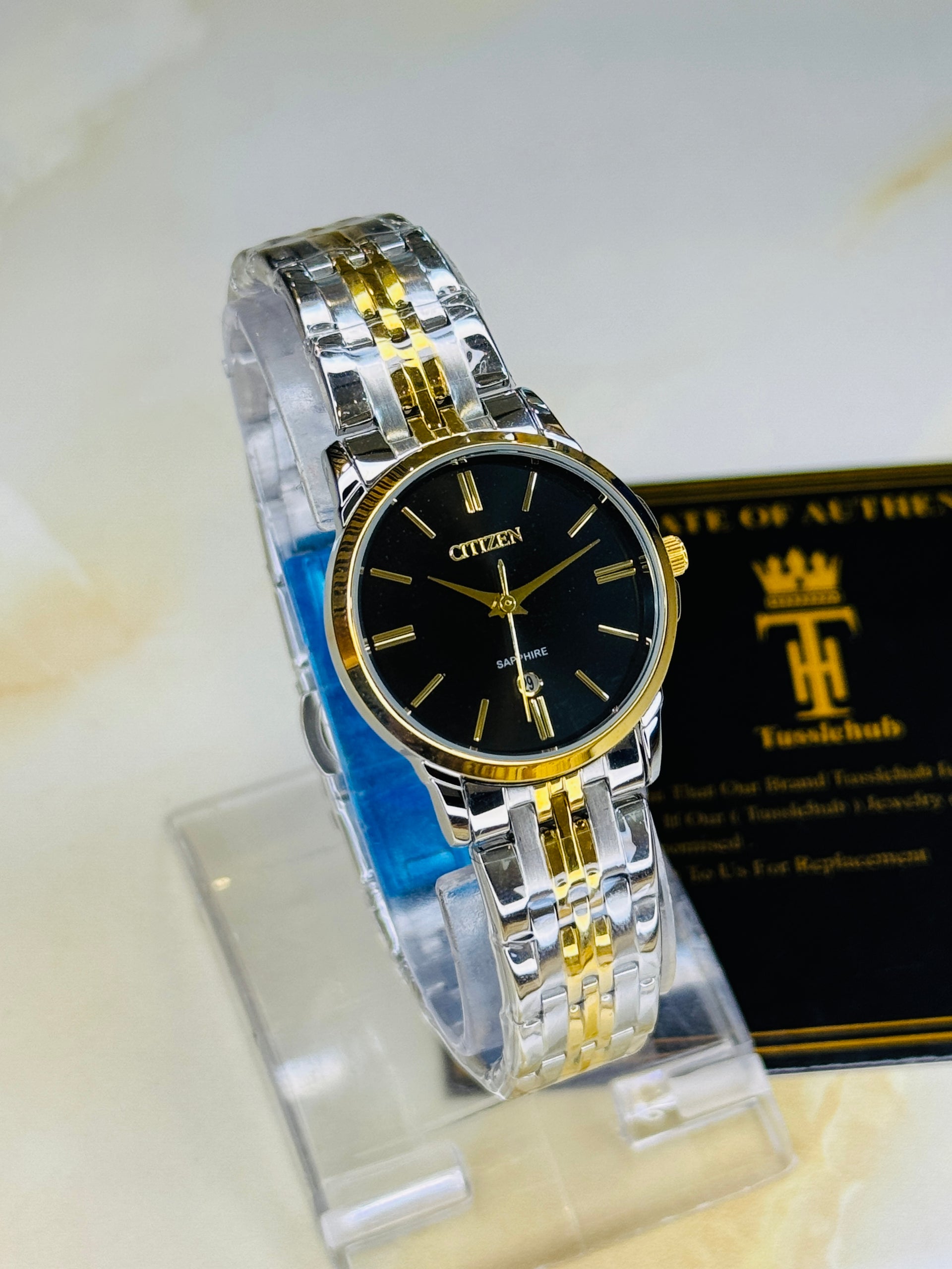 Two Tone Black Down Date Citizen Couple Watch – TUSSLEHUB