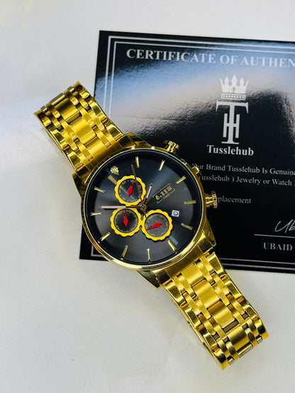 6:11 Gold Black Chronograph Watch