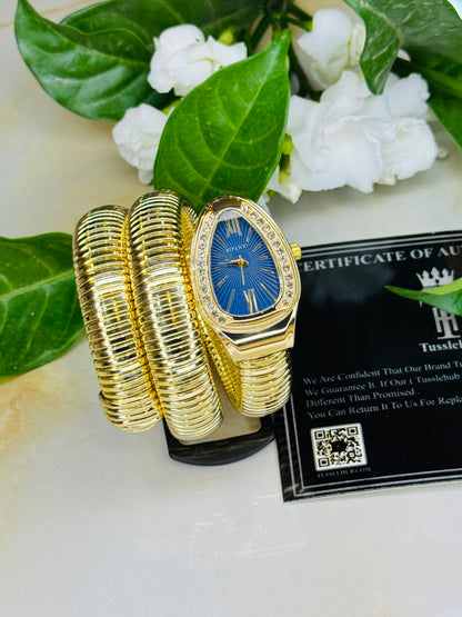 Gold Sapphire Serpentine Watch For Her