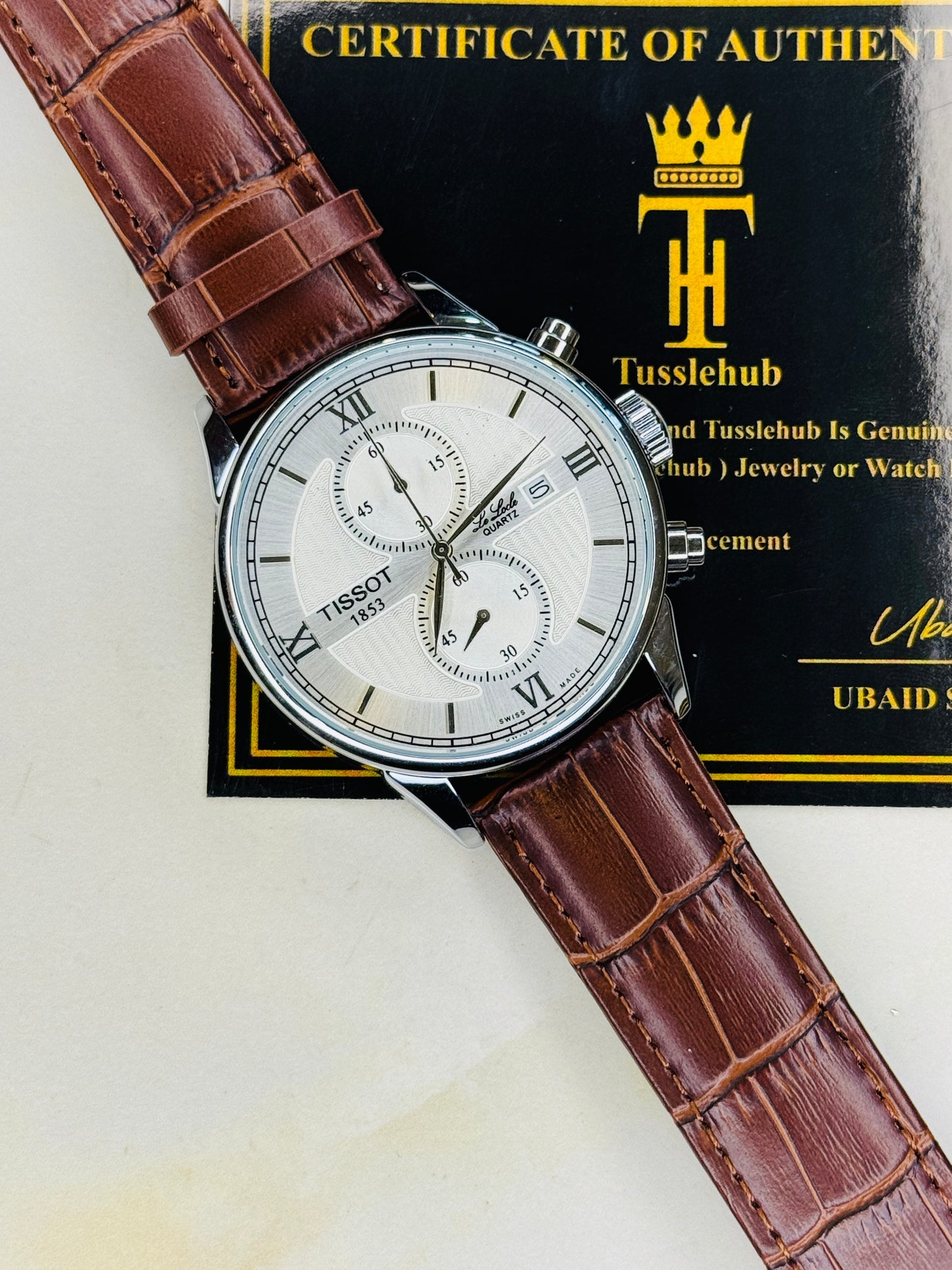 Le Lode Brown Leather Chronograph Dial Tissot Watch