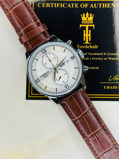 Le Lode Brown Leather Chronograph Dial Tissot Watch