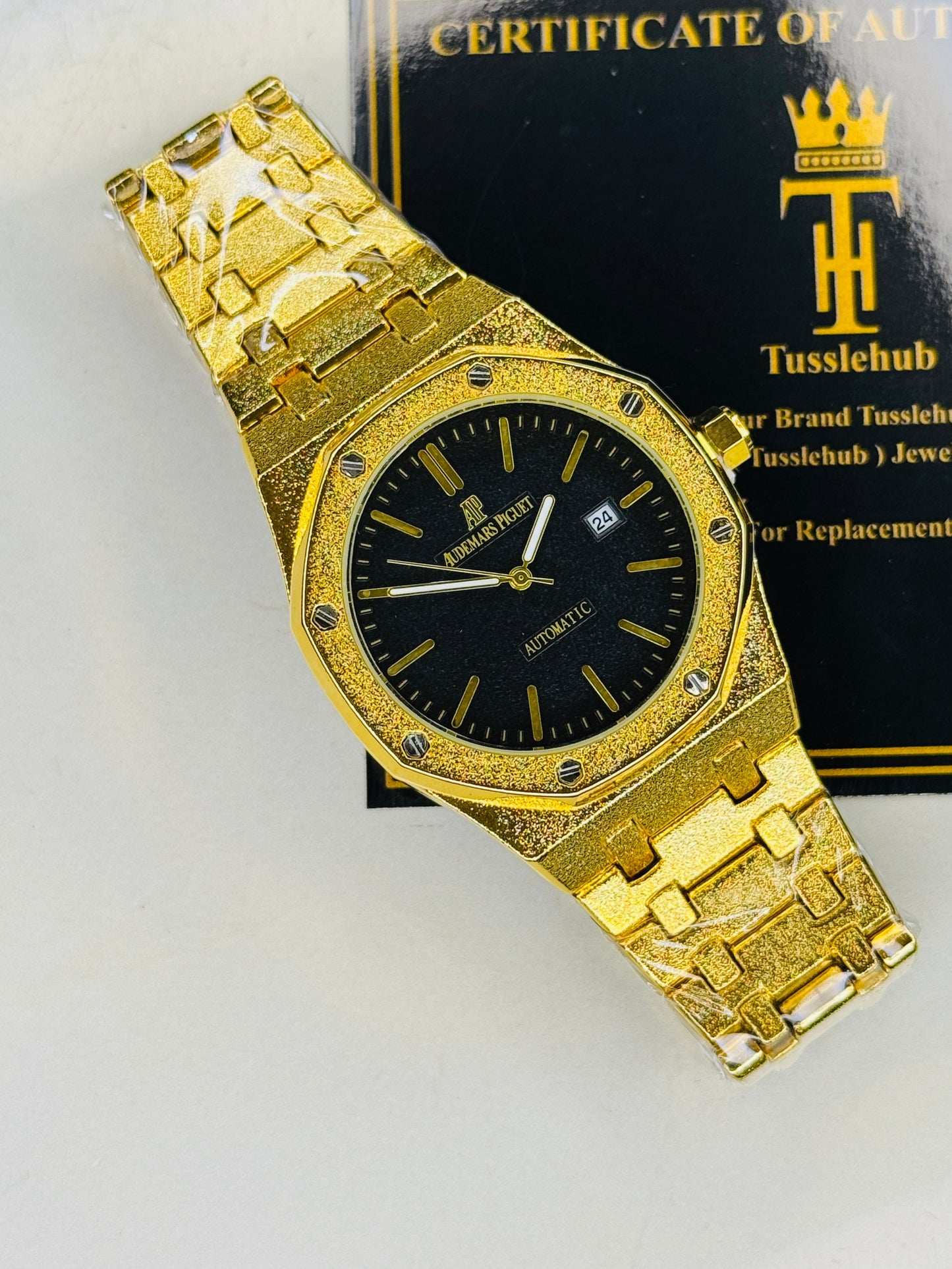 Frosted Gold Black AP Watch