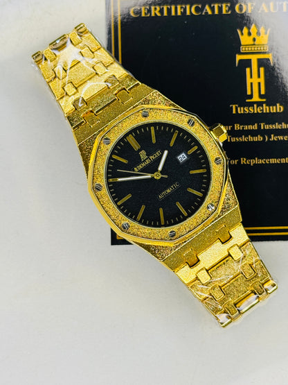 Frosted Gold Black AP Watch