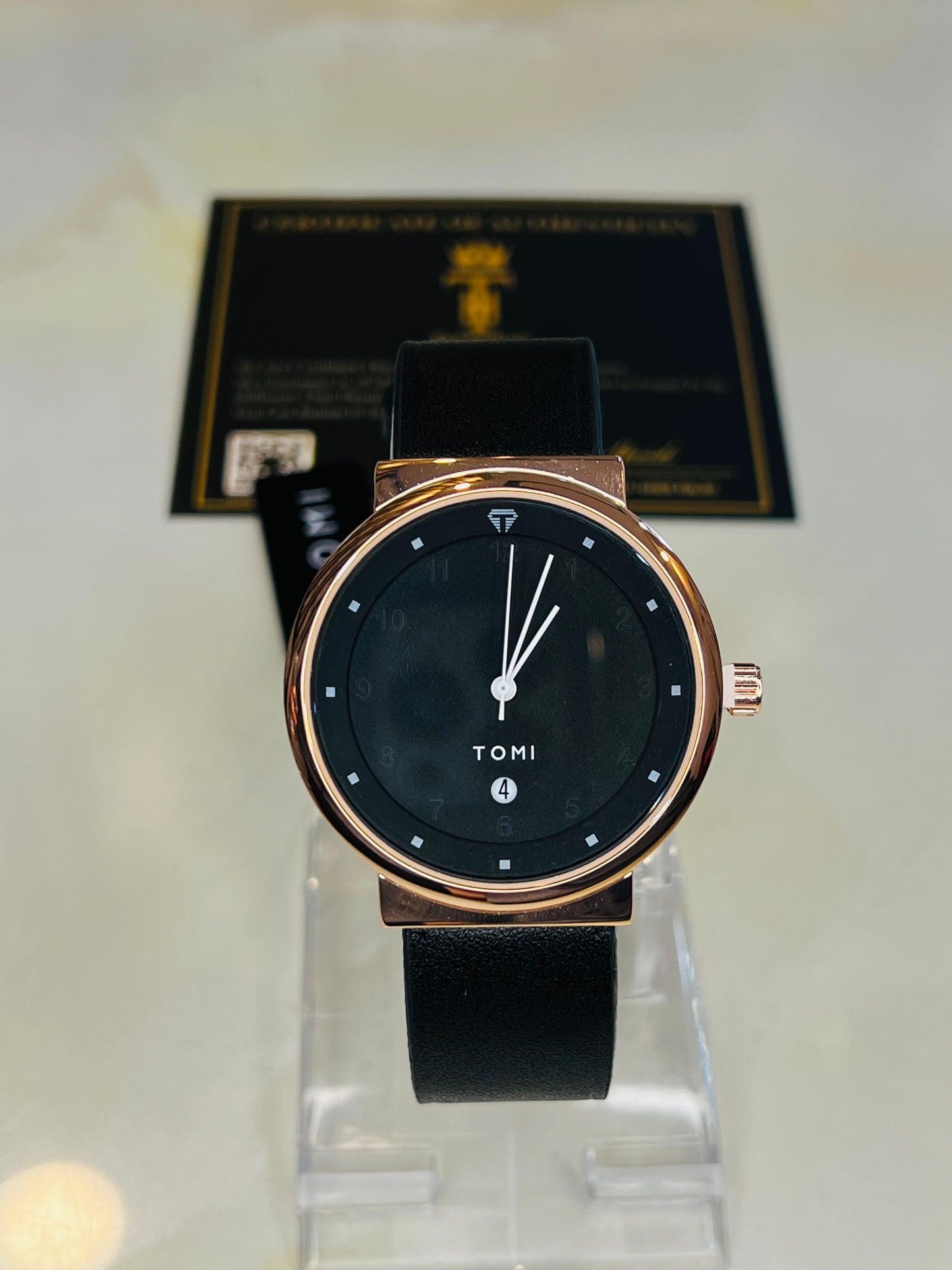 Tomi Black Rose Gold Elegance Dial Watch