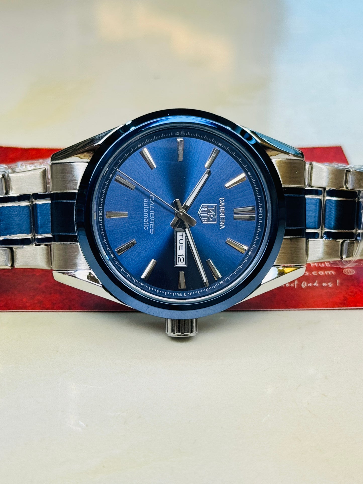 Tag Heur Two Tone Tungsten Carrera Day Date Chain Strapped Watchh