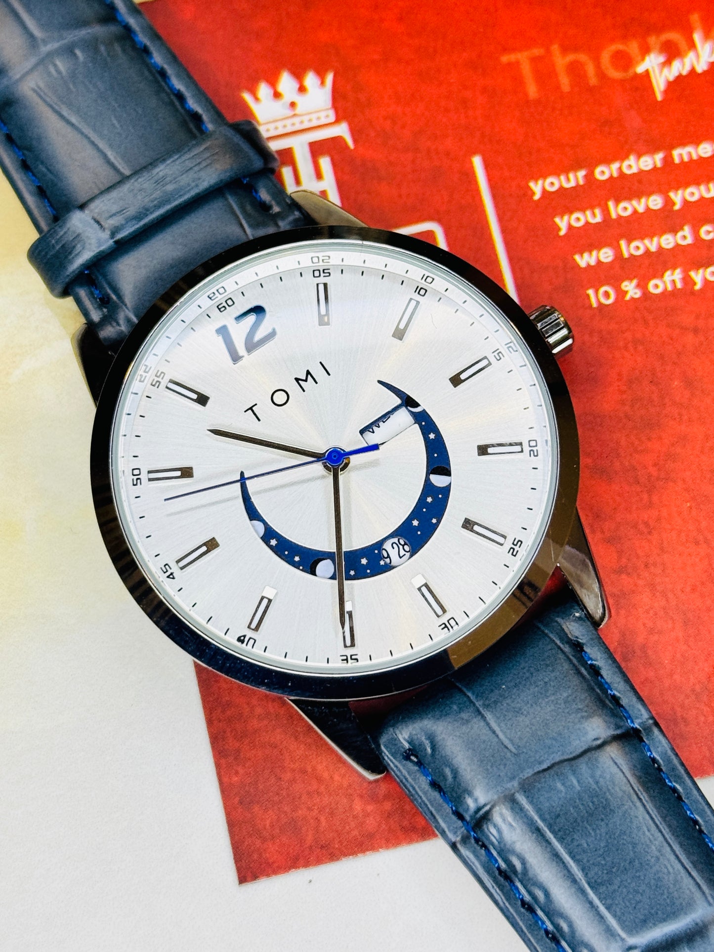 Blue White Tomi Crescent Watch