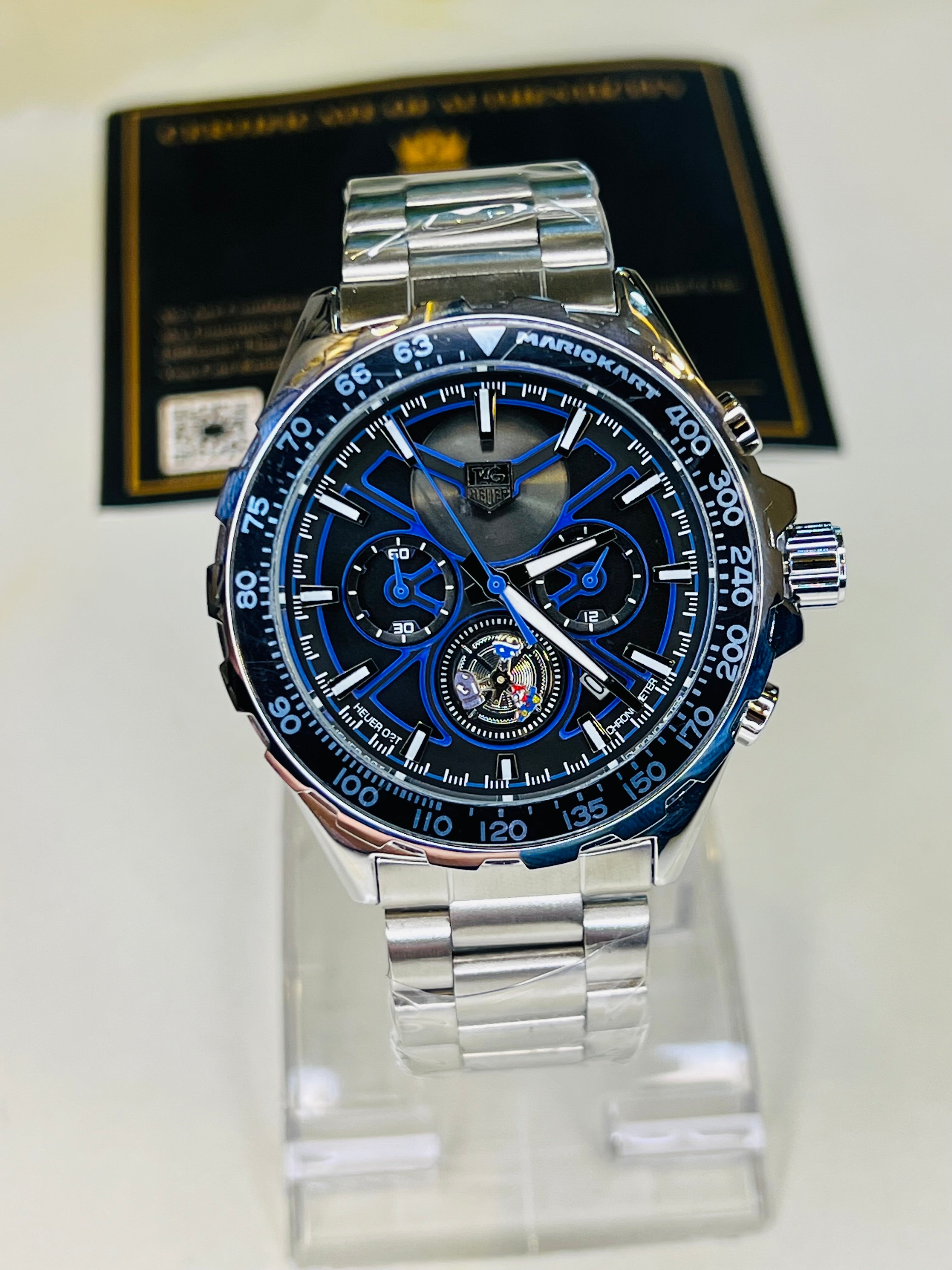 Tag Heur Silver Blue Chronograph Watch