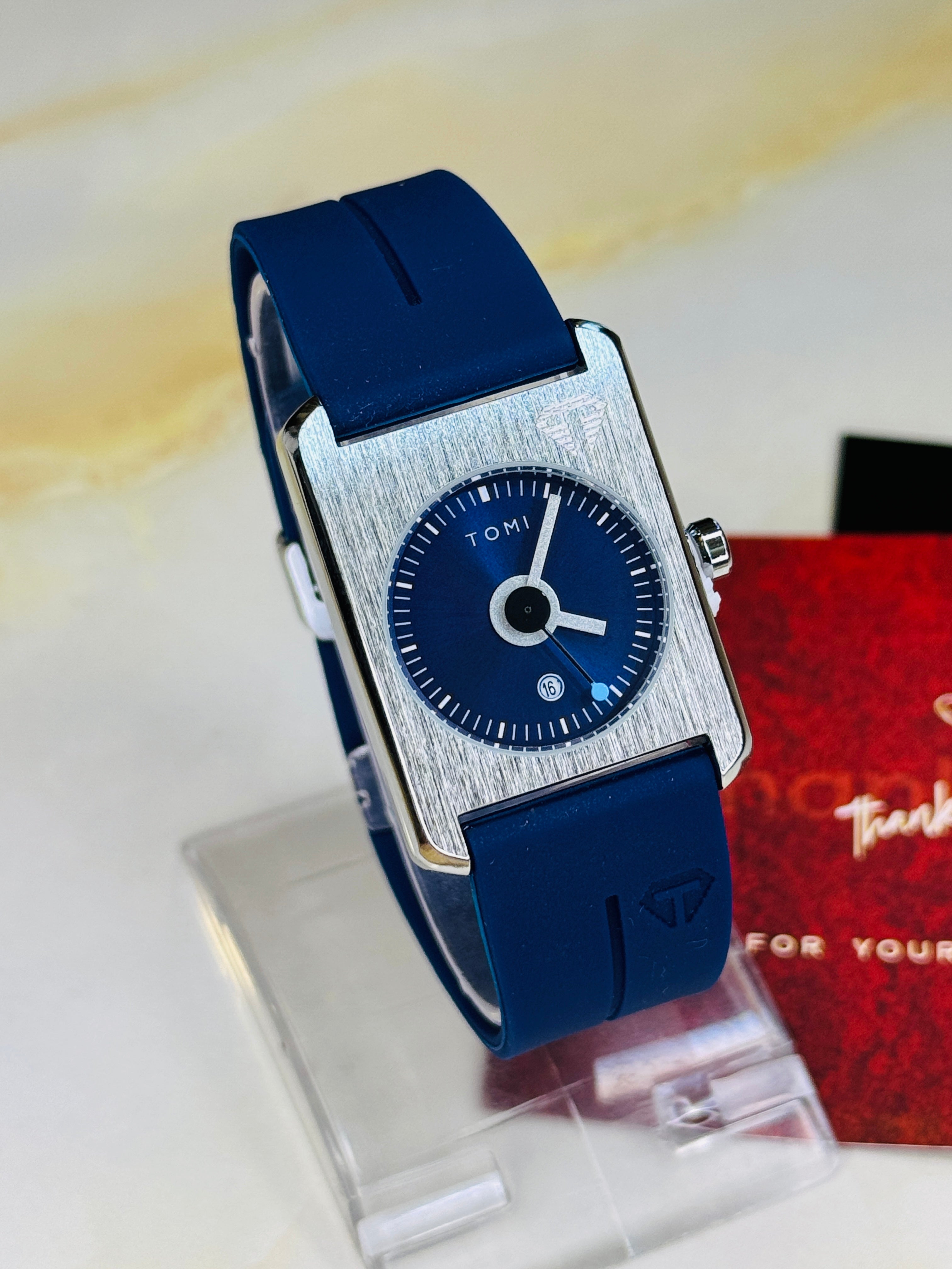 Tomi Blue Tank Magnetic Strap Watch