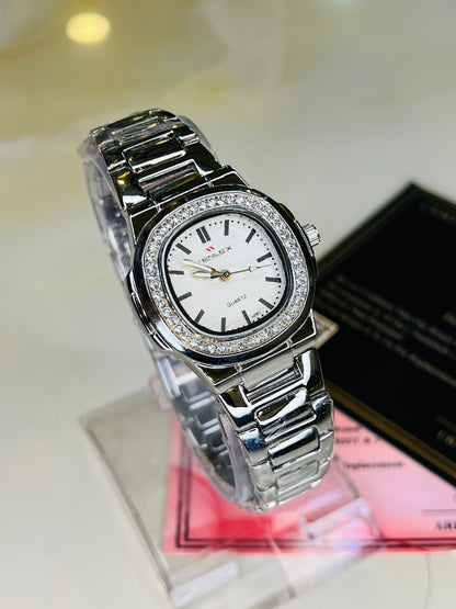 Xenlex Nautilus Silver Zircon Watch For Her