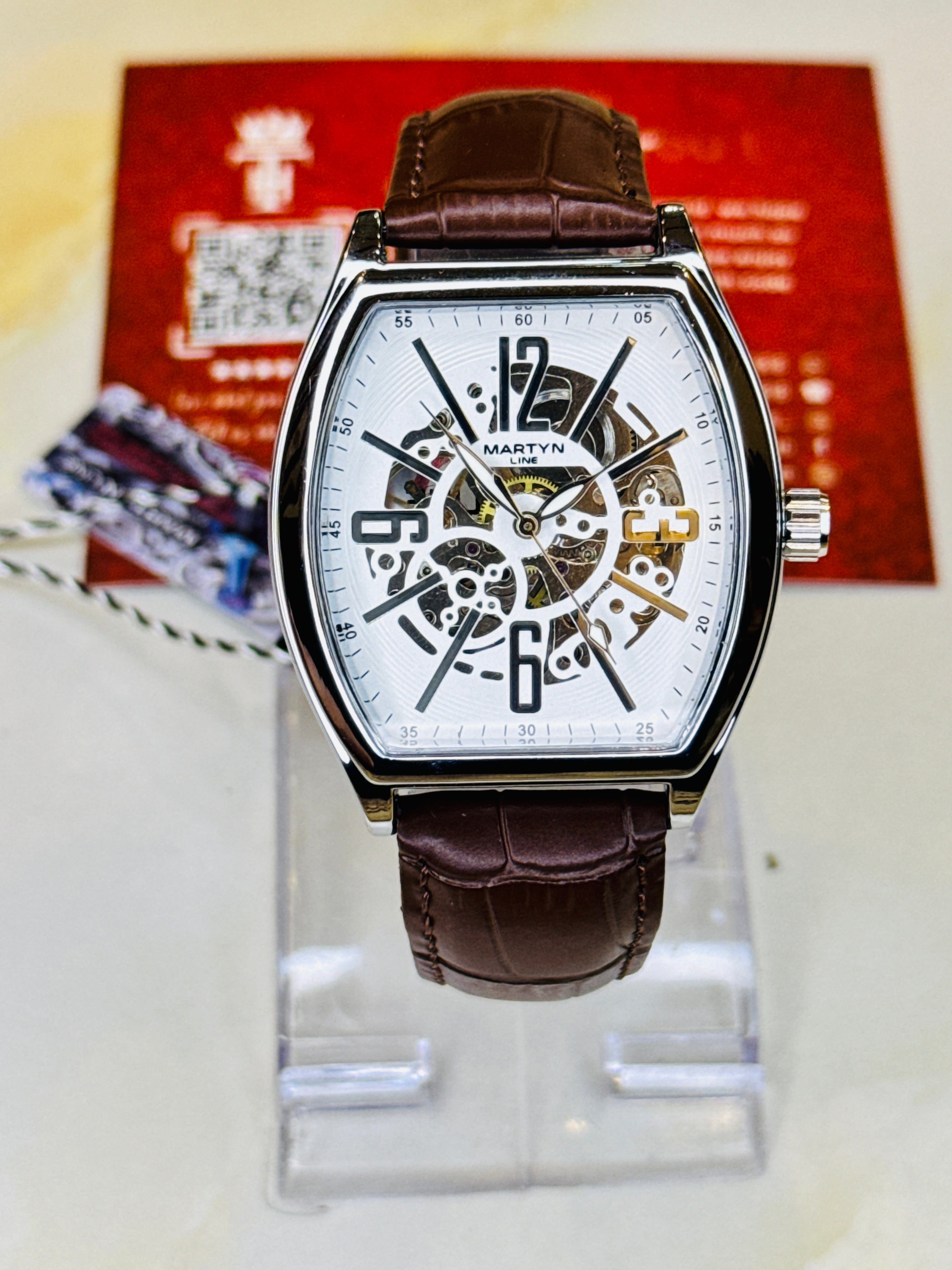 Coffee Silver Martyn Skeleton Automatic Watch