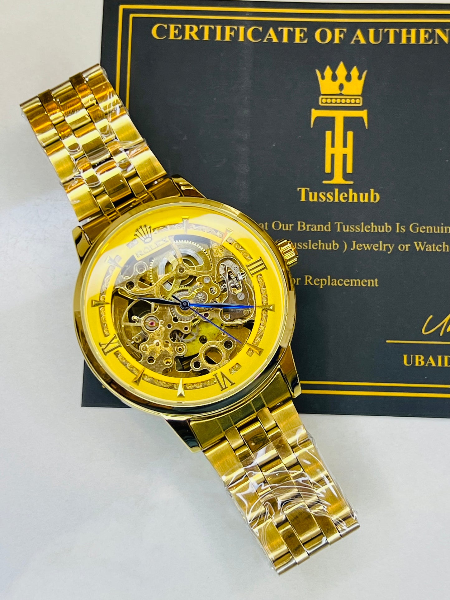 R-1 All Gold Chain Strap Skeleton Automatic Watch