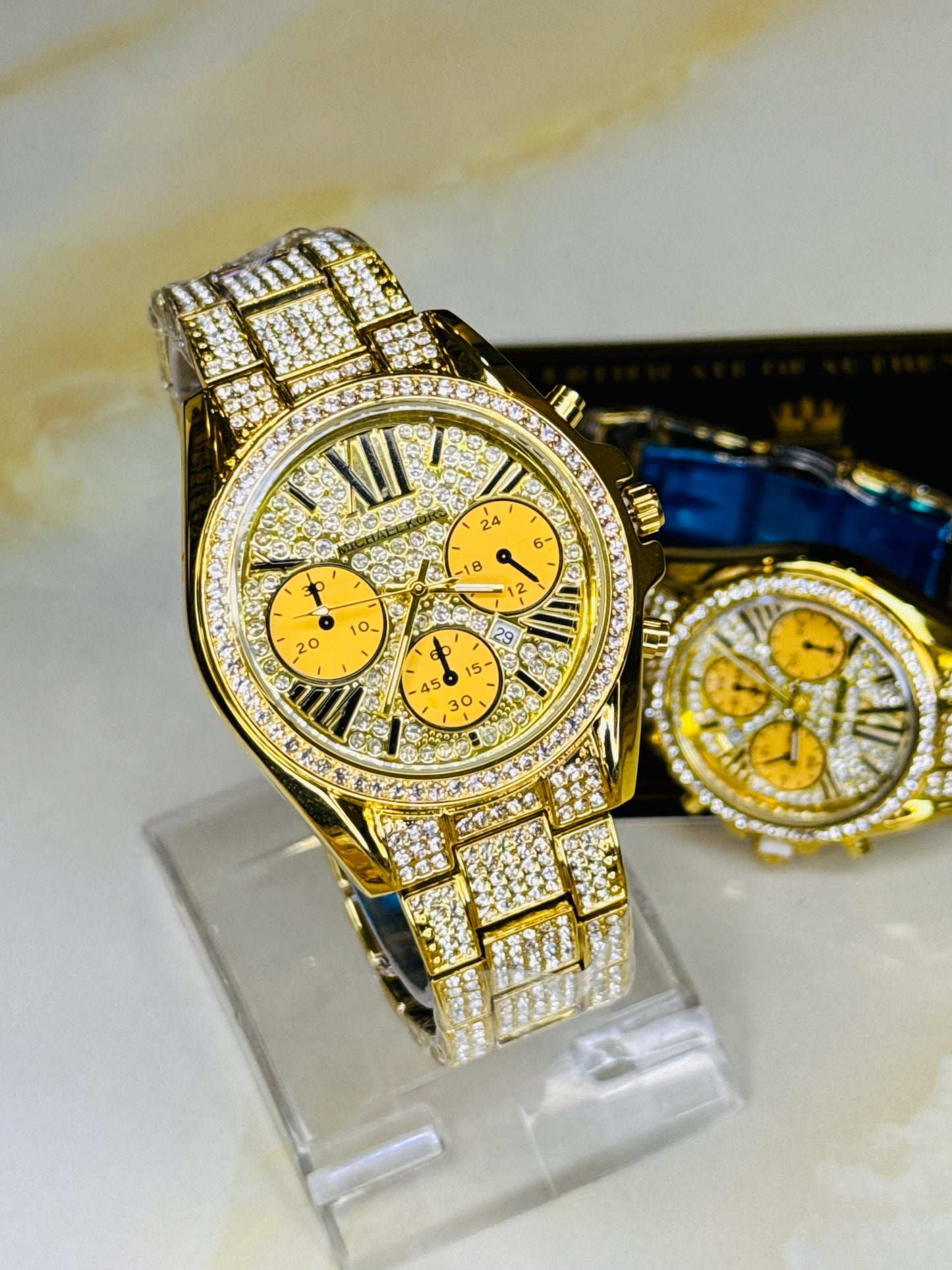 Gold Mk Iced Couple Watches – TUSSLEHUB