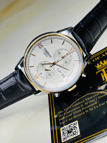 Le Lode Black Leather Chronograph Dial Tissot Watch