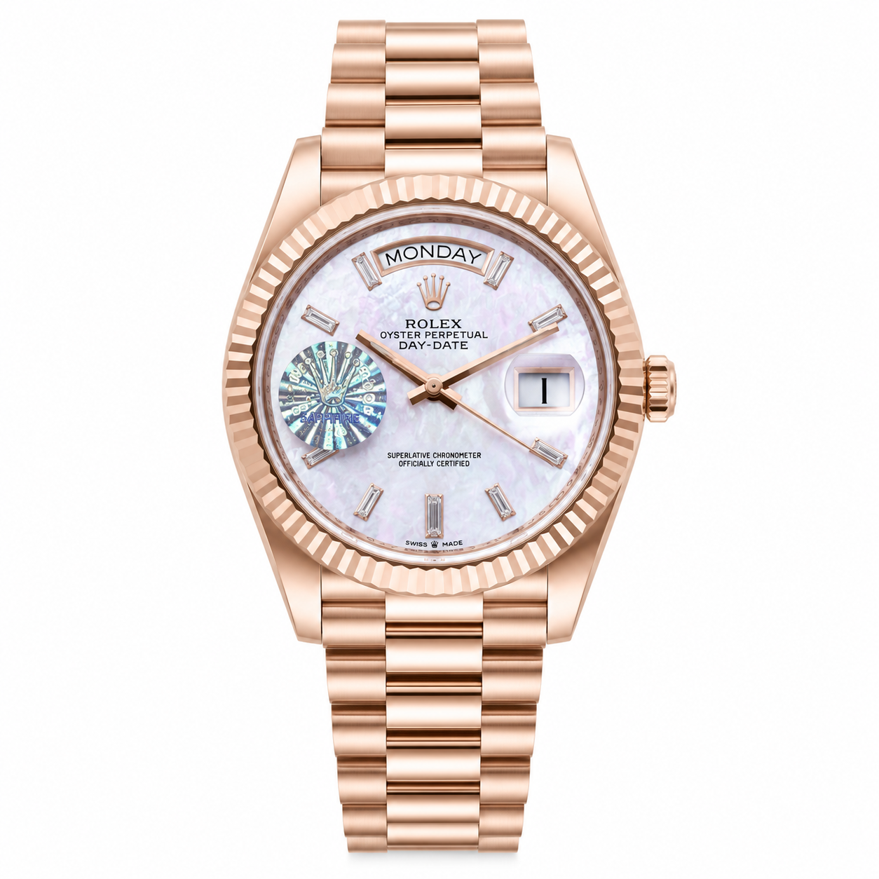 Day Date Rose Gold Gem Stone Dial Automatic Super Clone Watch