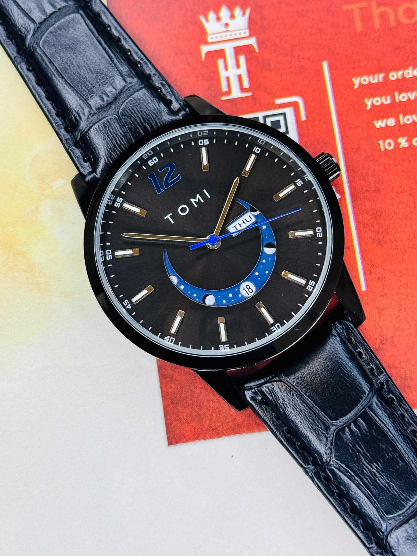 All Black Tomi Crescent Watch