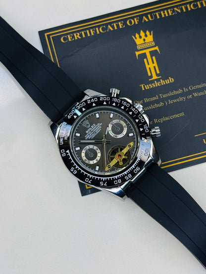 Skeleton Daytona Silver Black Watch