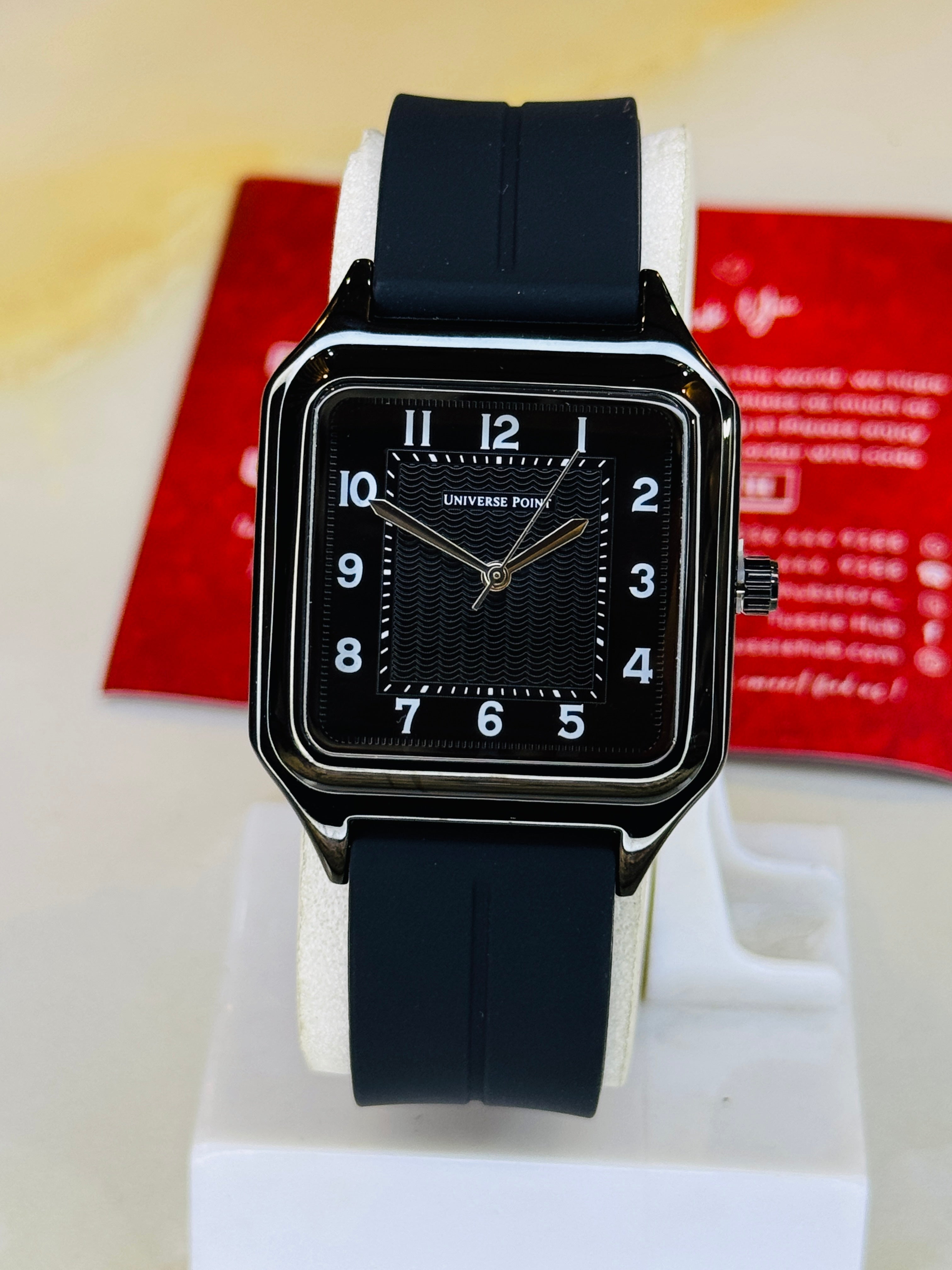 All Black Slim Square Universe Point Watch