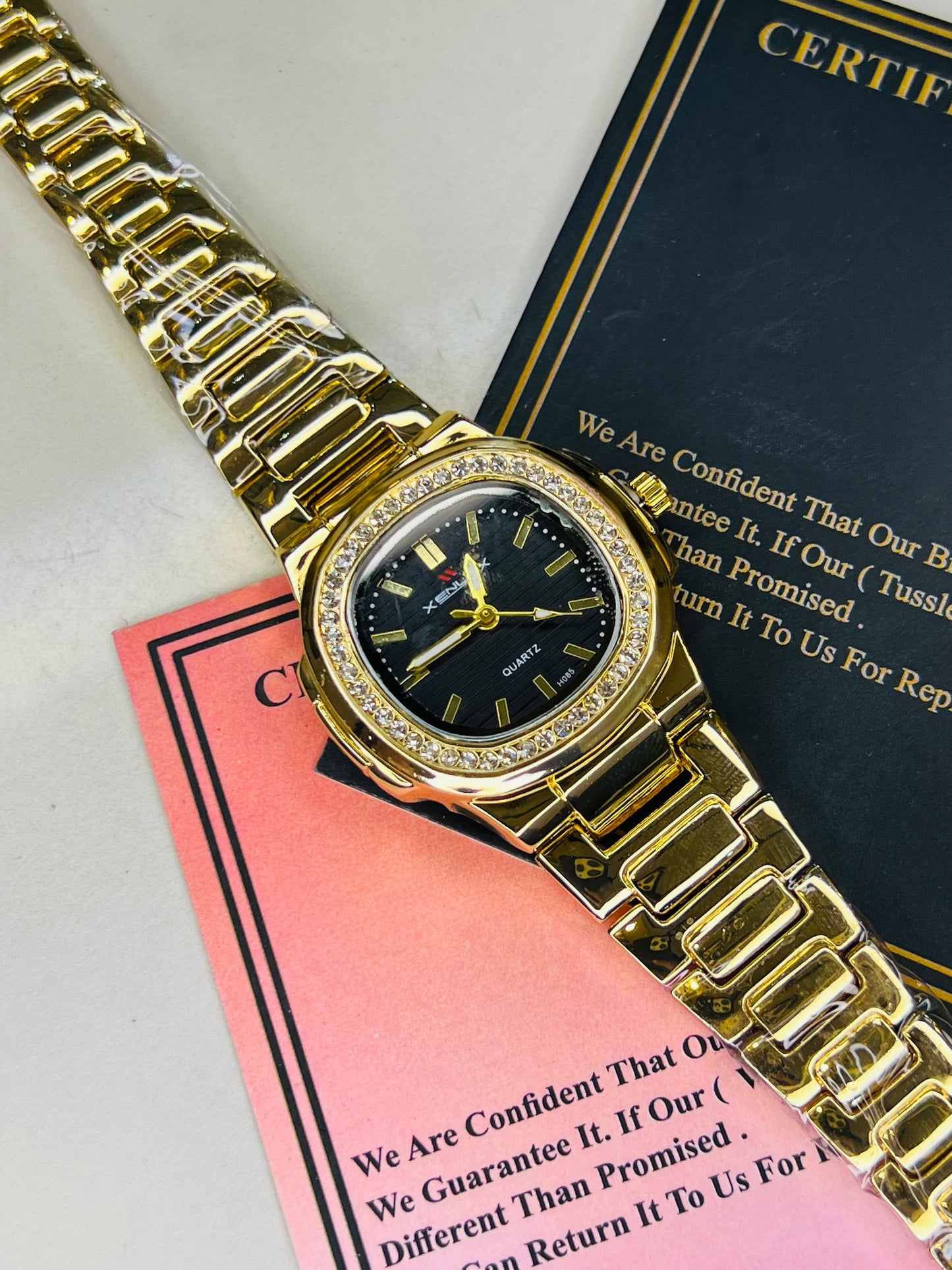 Xenlex Nautilus Gold Zircon Watch For Her