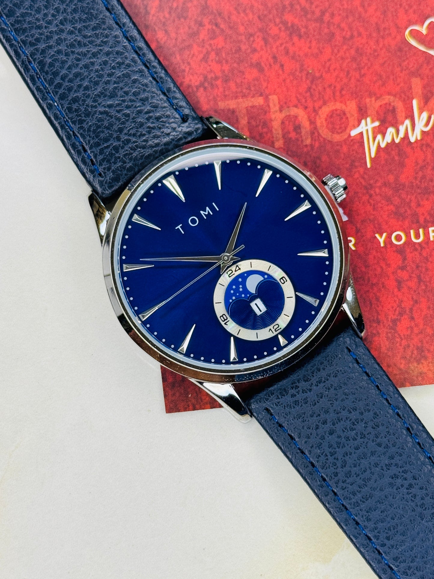 Tomi All Blue Leather Magnetic Strap Watch