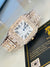 Square Iced Out Branded Rose gold White Dial Watch