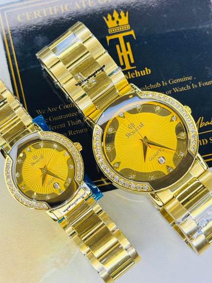 All Gold Sea Star Couple Watch