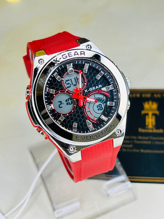 X-Gear Evolution Red Silver Sports Watch