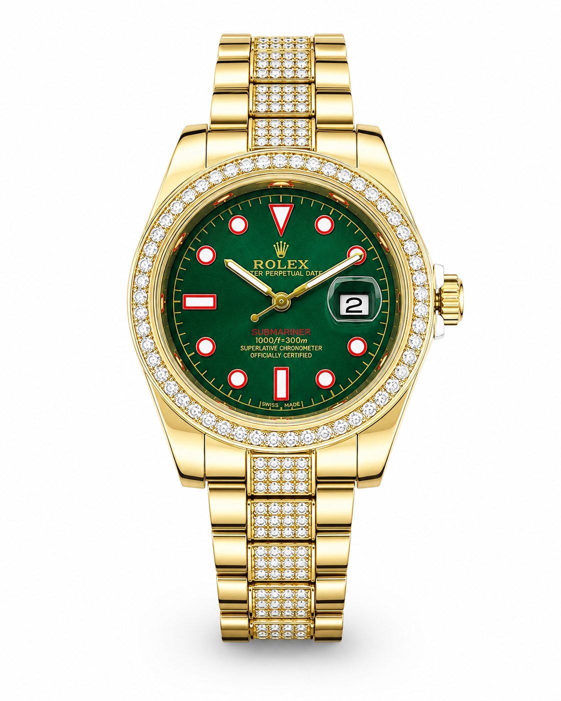 Gold Green Iced Date just Watch